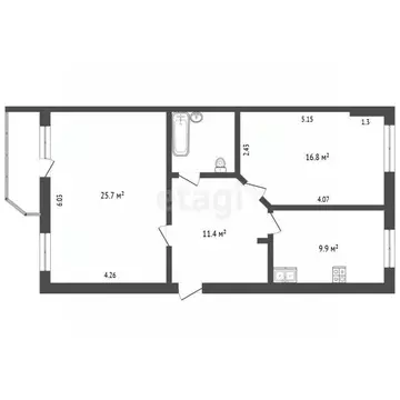 2-к кв. Ярославская область, Ярославль ул. 1-я Шоссейная, 32 (68.5 м)