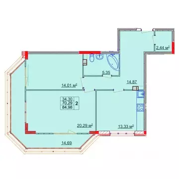 2-к кв. Ивановская область, Иваново ул. Капитана Петрачкова (84.98 м)