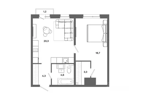 1-к кв. Ханты-Мансийский АО, Сургут ул. Ивана Захарова, 16 (51.2 м)