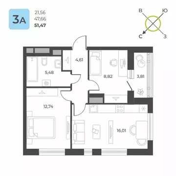 2-комнатная квартира: Екатеринбург, микрорайон Академический, 12-й ...
