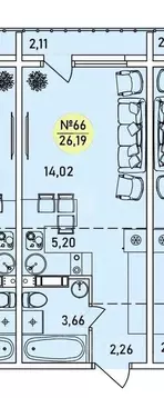 Студия Ярославская область, Ярославль 2-й мкр,  (26.19 м)