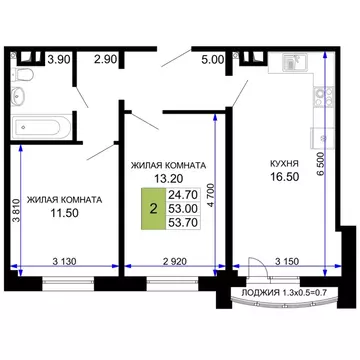 2-к кв. Краснодарский край, Анапа Песчаный жилой комплекс (55.0 м)