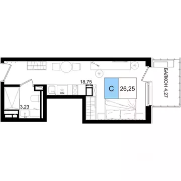 1-к кв. Краснодарский край, Анапа Лучи жилой комплекс (26.25 м)