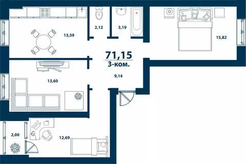 3-к кв. Башкортостан, Уфа городской округ, д. Ветошниково Город ...