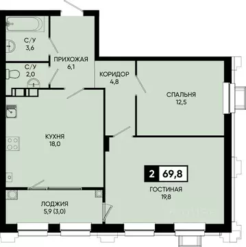 2-к кв. Ставропольский край, Кисловодск городской округ, пос. ...