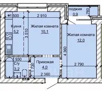 2-к кв. Алтайский край, Барнаул ул. Анатолия (35.4 м)