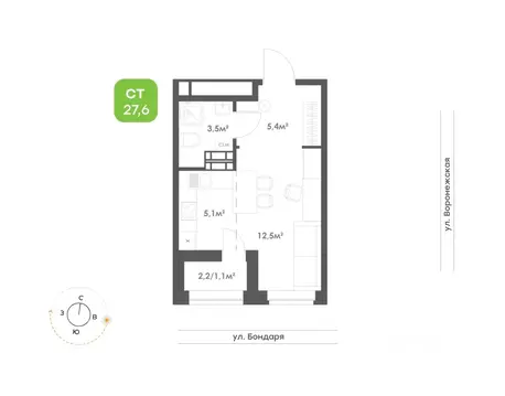1-к кв. Хабаровский край, Хабаровск Воронежский Бульвар жилой комплекс ...