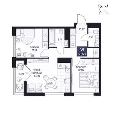 2-к кв. Волгоградская область, Волгоград просп. Имени В.И. Ленина, 59Г ...