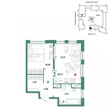 2-к кв. Свердловская область, Екатеринбург Сибирский мкр, Жилой ...