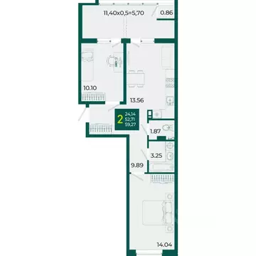 2-к кв. Краснодарский край, Краснодар Образцово мкр,  (59.27 м)