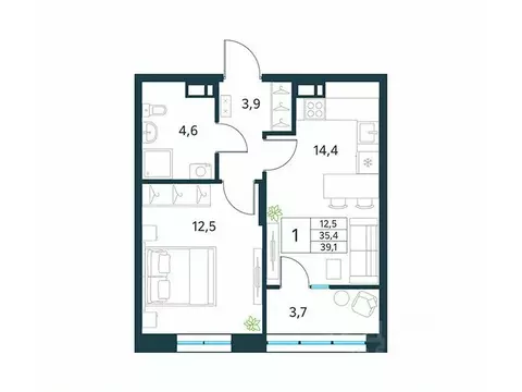 1-к кв. Забайкальский край, Чита Хороший мкр, 16 (39.1 м)