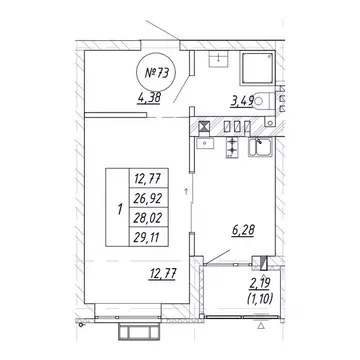 1-к кв. Калининградская область, Зеленоградск  (29.11 м)