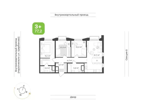3-к кв. Свердловская область, Екатеринбург Уктус жилрайон, Cемейный ...