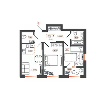 3-к кв. Ростовская область, Батайск ул. Дружная, 10 (58.84 м)
