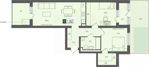 2-к кв. Тюменская область, Тюменский муниципальный округ, с. Ембаево ...
