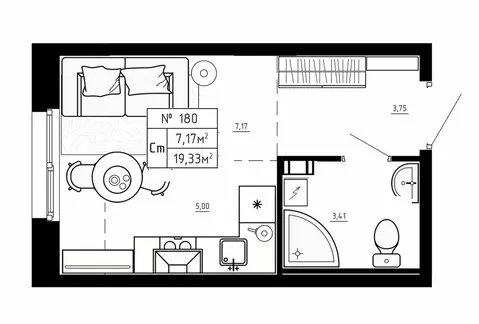 Квартира-студия: посёлок Аннино, ЖК Аннино Сити (19.33 м)