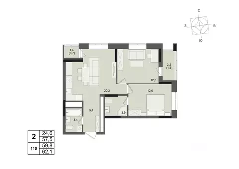 2-к кв. Удмуртия, Ижевск ул. Леваневского (59.8 м)