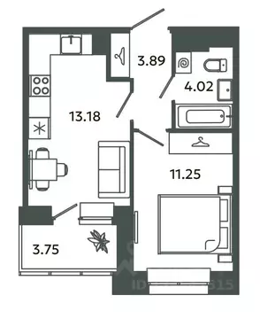 1-к кв. Ленинградская область, Ломоносовский район, Аннинское ...