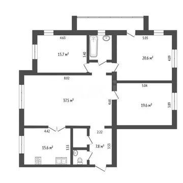 4-комнатная квартира: Тюмень, 6-й микрорайон, улица Валерии ...