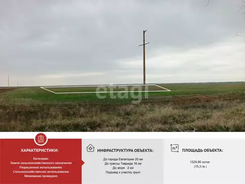 Участок в Крым, Сакский район, с. Штормовое  (1529.9 сот.)