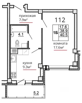 1-к кв. Псковская область, Псков ул. Алексея Алехина, 14 (40.5 м)