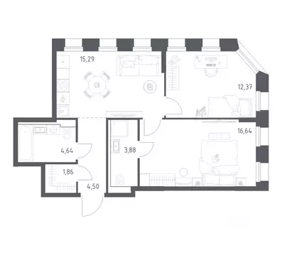 2-к кв. Татарстан, Казань Зилант Премьер жилой комплекс (59.18 м)