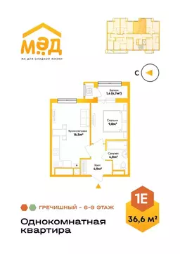 1-к кв. Астраханская область, Астрахань Украинская ул., 3 (36.6 м)