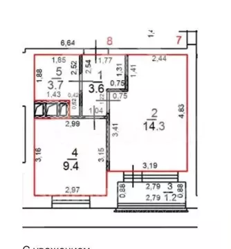 1-комнатная квартира: Сабурово, Луговая улица, 13 (33.4 м)