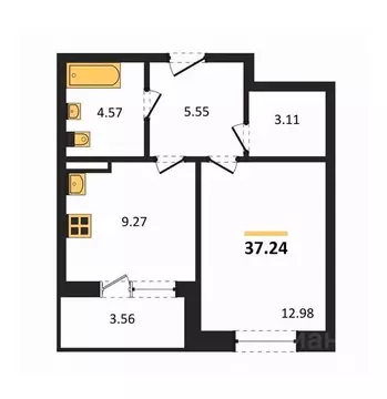1-к кв. Воронежская область, Воронеж ул. Матросова, 60 (37.24 м)
