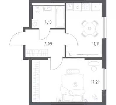 1-к кв. Башкортостан, Уфа ул. Минигали Губайдуллина, 8к9 (38.59 м)