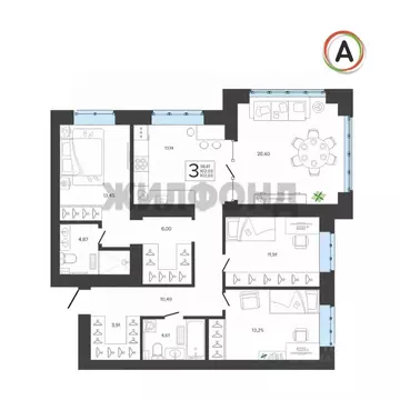 3-к кв. Брянская область, Брянск ул. Николая Амосова, 2 (102.0 м)