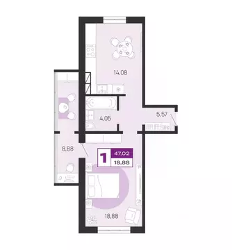 1-к кв. Брянская область, Брянск Литейная ул., 67 (47.02 м)