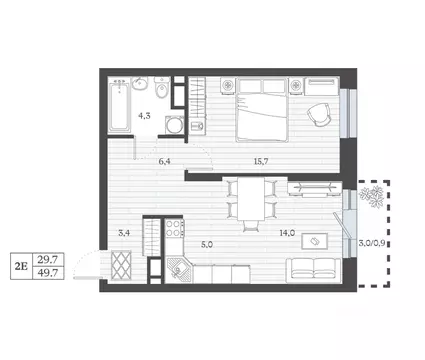 2-к кв. Дагестан, Дербент ул. Сальмана (49.65 м)