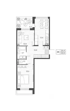 2-к кв. Дагестан, Дербент ул. Сальмана (60.8 м)