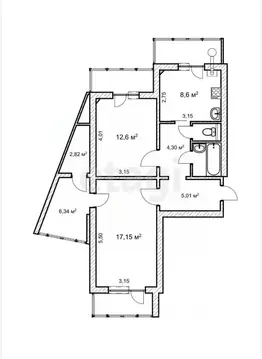 2-к кв. Белгородская область, Белгород ул. Есенина, 50 (51.0 м)