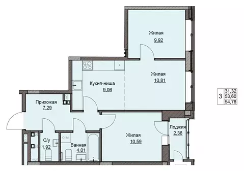 2-к кв. Удмуртия, Ижевск ул. Чехова, 46 (55.97 м)