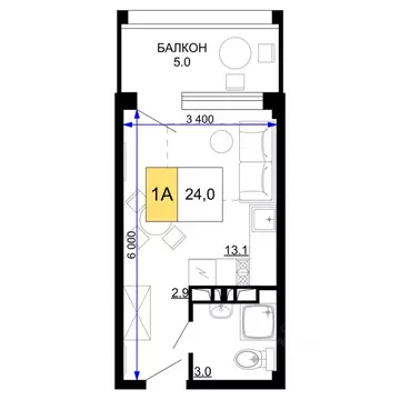 1-к кв. Краснодарский край, Анапа проезд Сосновый (24.0 м)