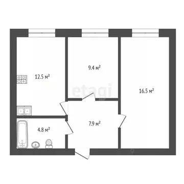 2-к кв. Тюменская область, Тюмень Новгородская ул., 14 (51.5 м)