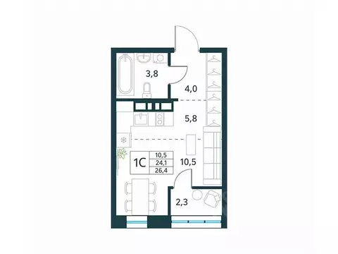 Студия Забайкальский край, Чита Хороший мкр, 15 (26.4 м)