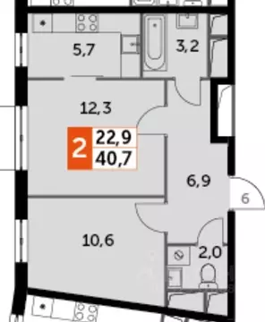 2-к кв. Московская область, Ленинский городской округ, пос. Развилка ...