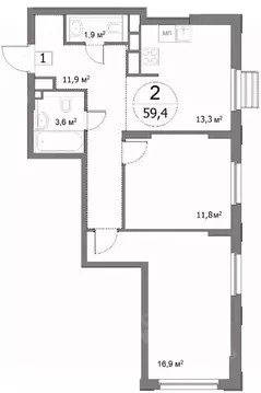 2-к кв. Нижегородская область, Нижний Новгород ул. Сергея Акимова, 50 ...