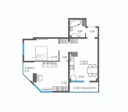 2-к кв. Крым, Ялта ул. Кирова, 155Ак1 (64.07 м)