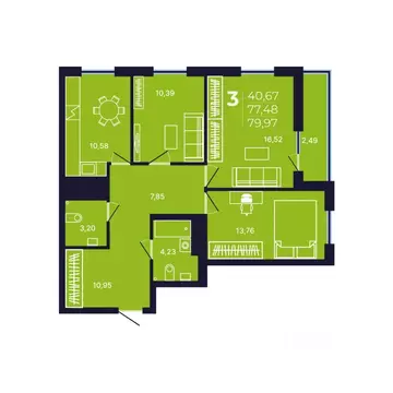 3-к кв. Башкортостан, Уфа просп. Дружбы Народов, 49 (79.2 м)