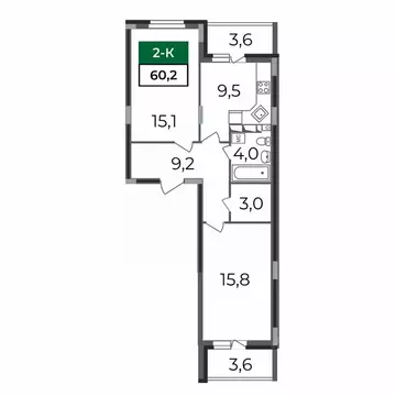 2-к кв. Владимирская область, Владимир бул. Сталинградский, 7 (60.2 м)