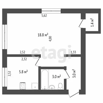1-комнатная квартира: Тверь, Перекопский переулок, 15 (30.5 м)