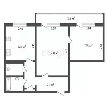 2-к кв. Псковская область, Печоры Юбилейная ул., 9 (36.7 м)