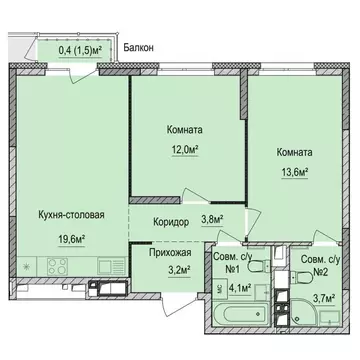 2-к кв. Удмуртия, Ижевск Союзная ул., 8Б (60.35 м)