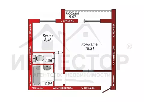 1-к кв. Челябинская область, Челябинск ул. Бейвеля, 46а (40.4 м)