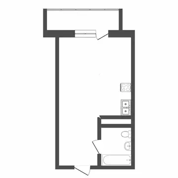 Квартира-студия: Тюмень, Верхнетарманская улица, 3 (29.6 м)