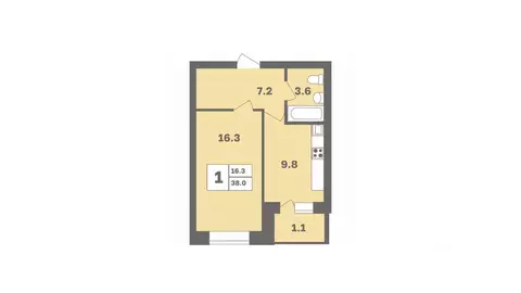 1-к кв. Башкортостан, Уфа Дагестанская ул., лит13 (38.0 м)